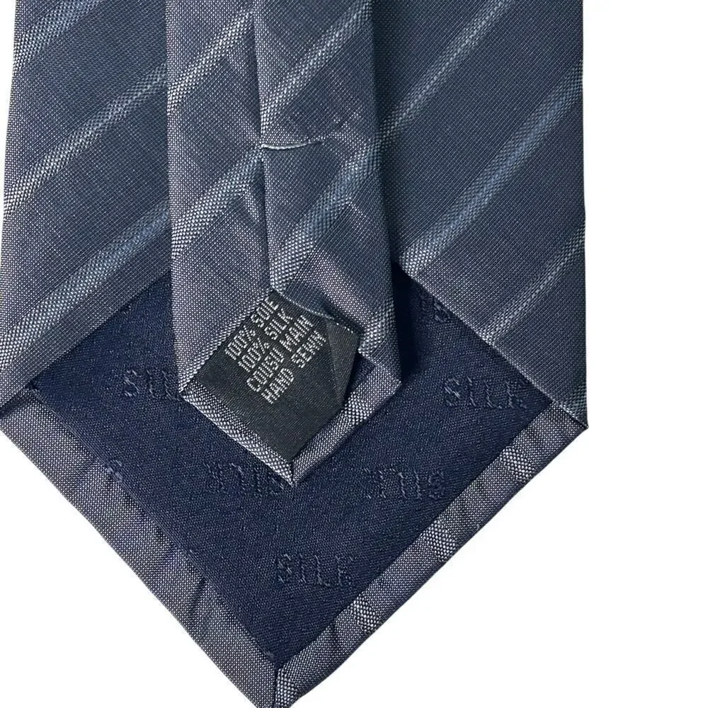 Consenso Uomo Hand Sewn Silk Tie Navy Blue Stripe